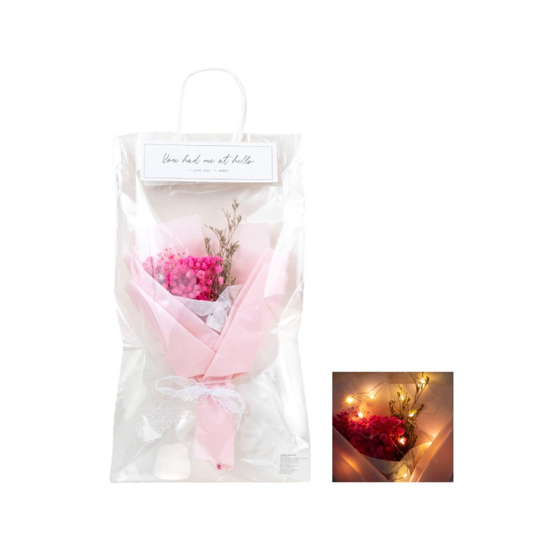 RAMO FLORES PETALOS DE JABON CON LUZ LED #ROSA