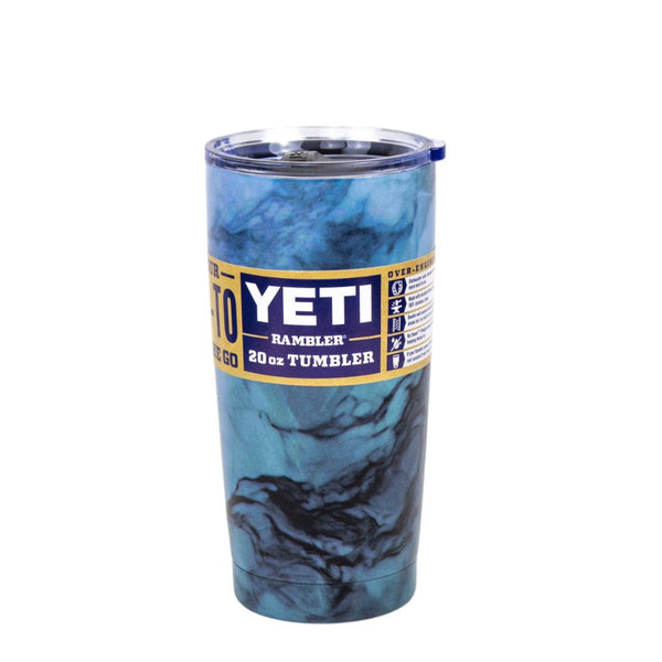 VASO TERMO ACERO YETI 20 OZ MARMOLEADO #CELESTE-NEGRO