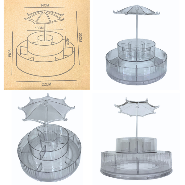 ORGANIZADOR ACRILICO GIRATORIO CON SOMBRILLA