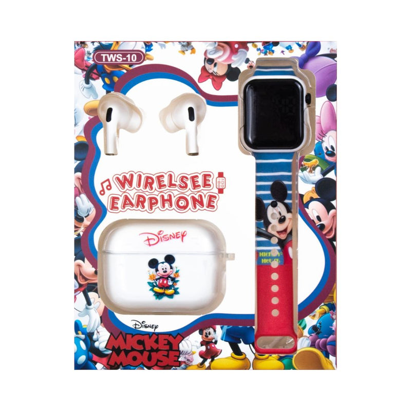 AUDIFONOS INALAMBRICOS Y RELOJ TSW-10 KAWAI #MICKEY MOUSE