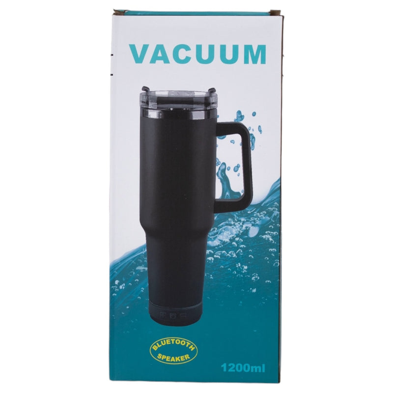 TERMO VASO BOCINA CON AGARRADERA  40oz #GRIS CON NEGRO